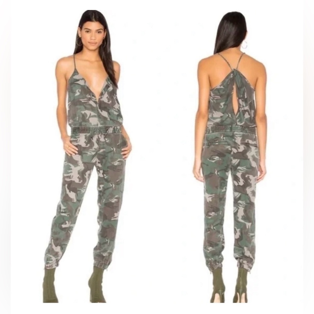 Pam & Gela Army Green Camo Strappy Jumpsuit Size M